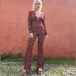 Free People Some Like It Hot Jumpsuit in Rust Combo
